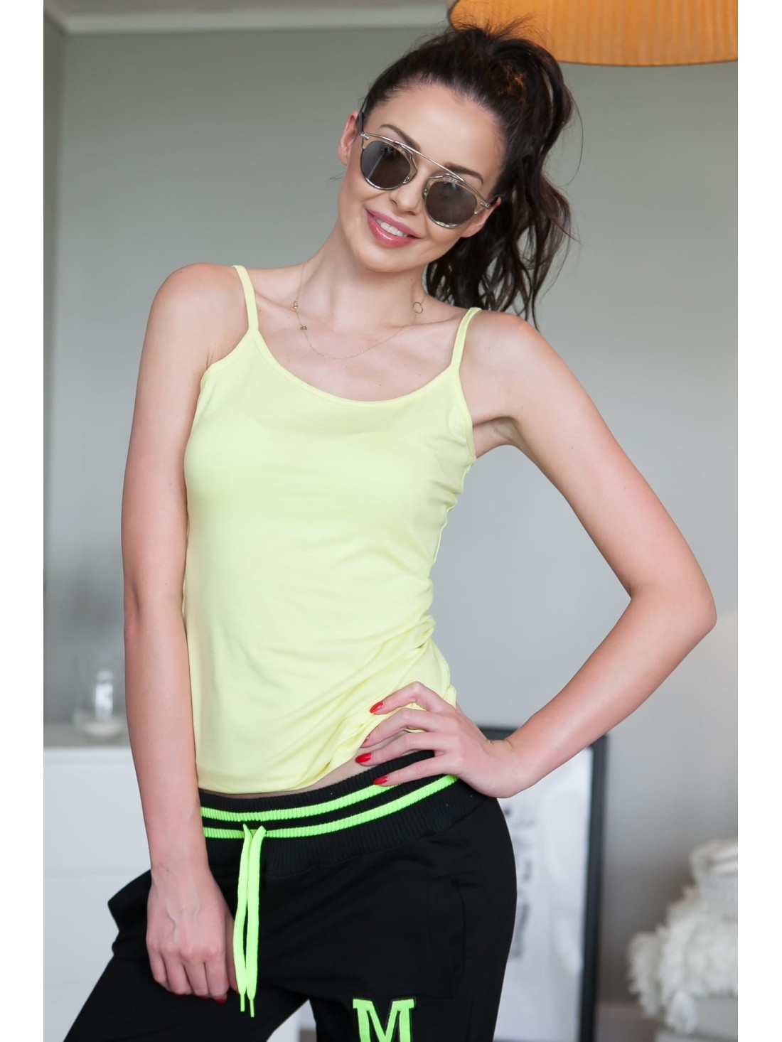 Top with thin straps, yellow 1605 - Online store - Boutique